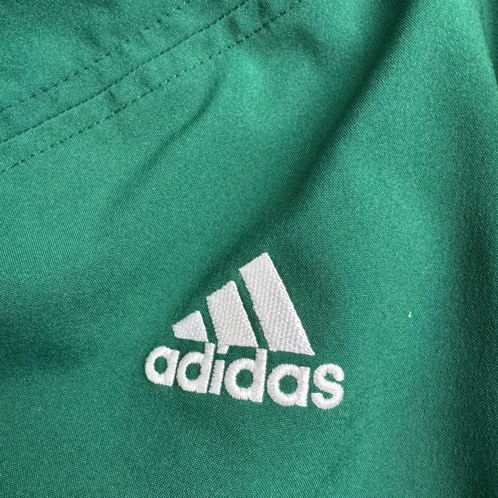 Adidas Mens Quarter Zip Windbreaker Pullover Jacket Green Grey Large Athletic